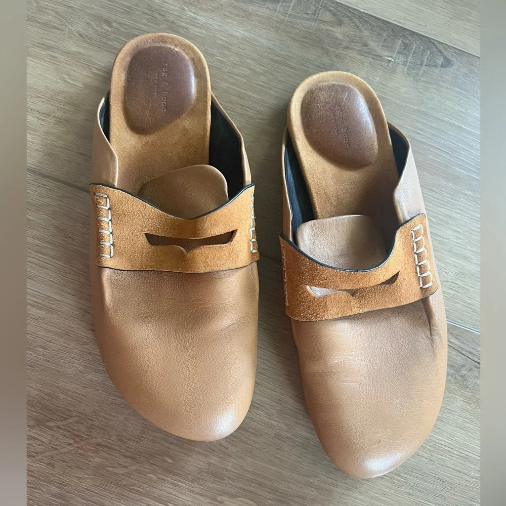 Rag & Bone Ansley Loafer Mule in Cinnamon Leather size 37.5 (US 7.5) - Picture 2 of 10